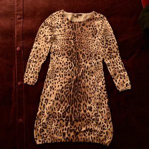 Adrienne Vittadini Leopard print merino wool sweater knit dress M